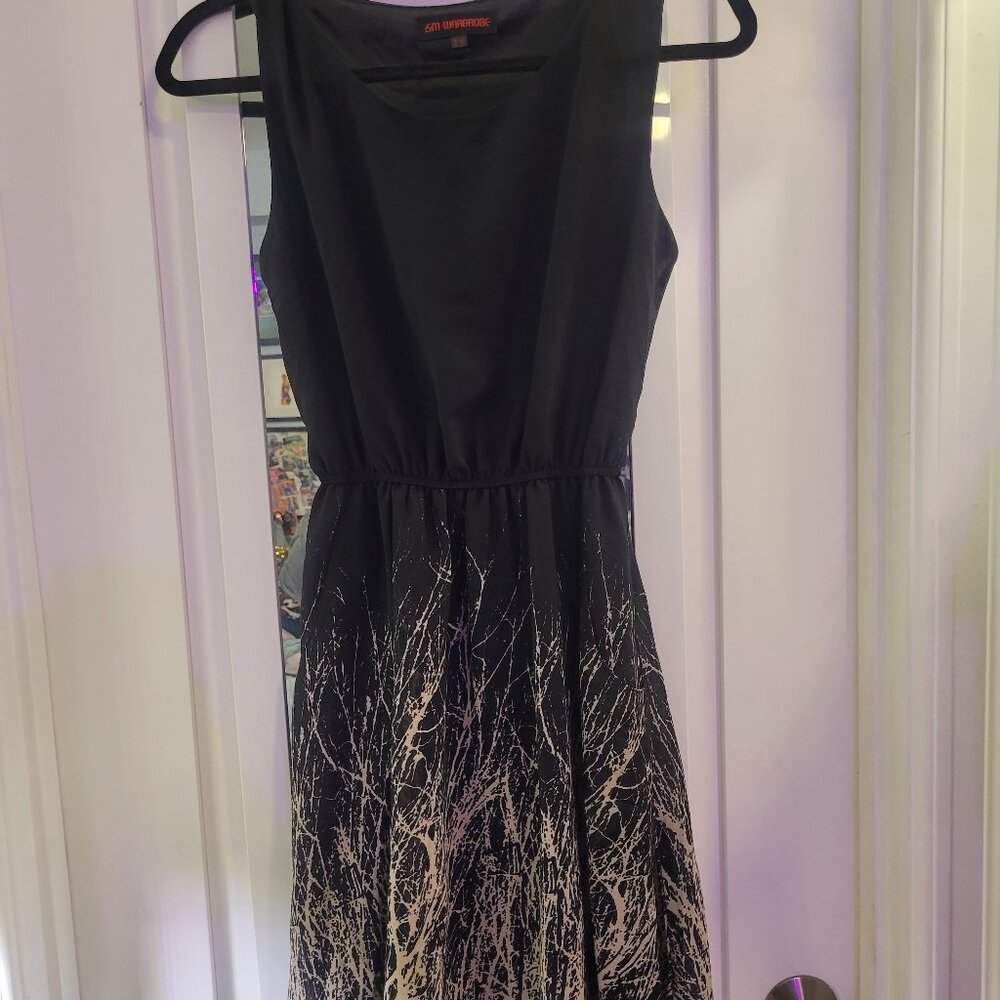 Dress with branch print skirt